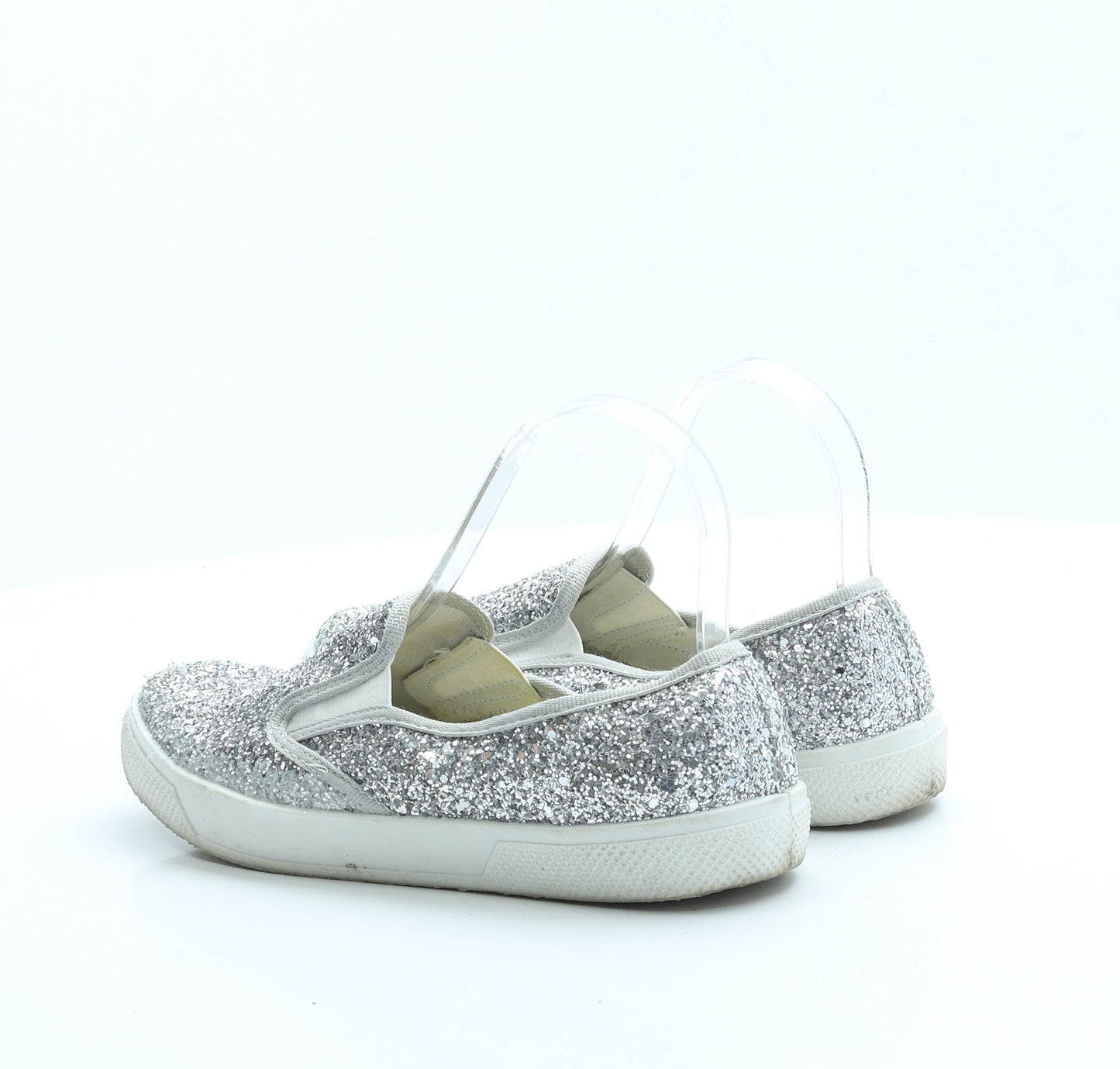 OFFICE Womens Silver Polyester Slip On Flat UK 4 EUR 37