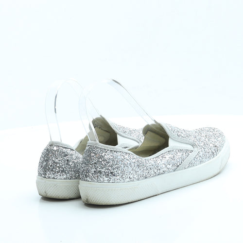 OFFICE Womens Silver Polyester Slip On Flat UK 4 EUR 37