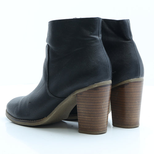 Preworn Womens Black Faux Leather Bootie Boot UK 7 EUR 40