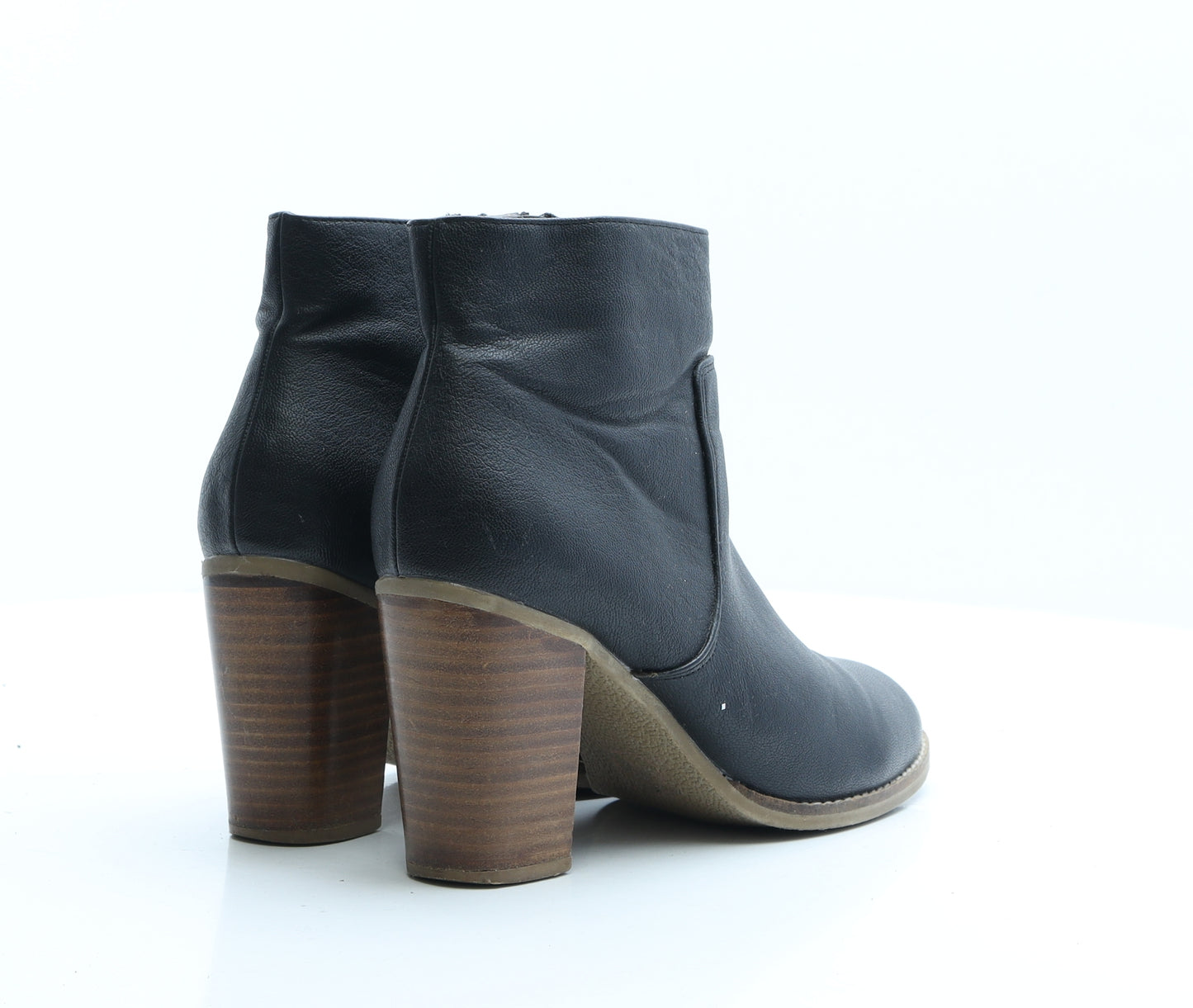 Preworn Womens Black Faux Leather Bootie Boot UK 7 EUR 40