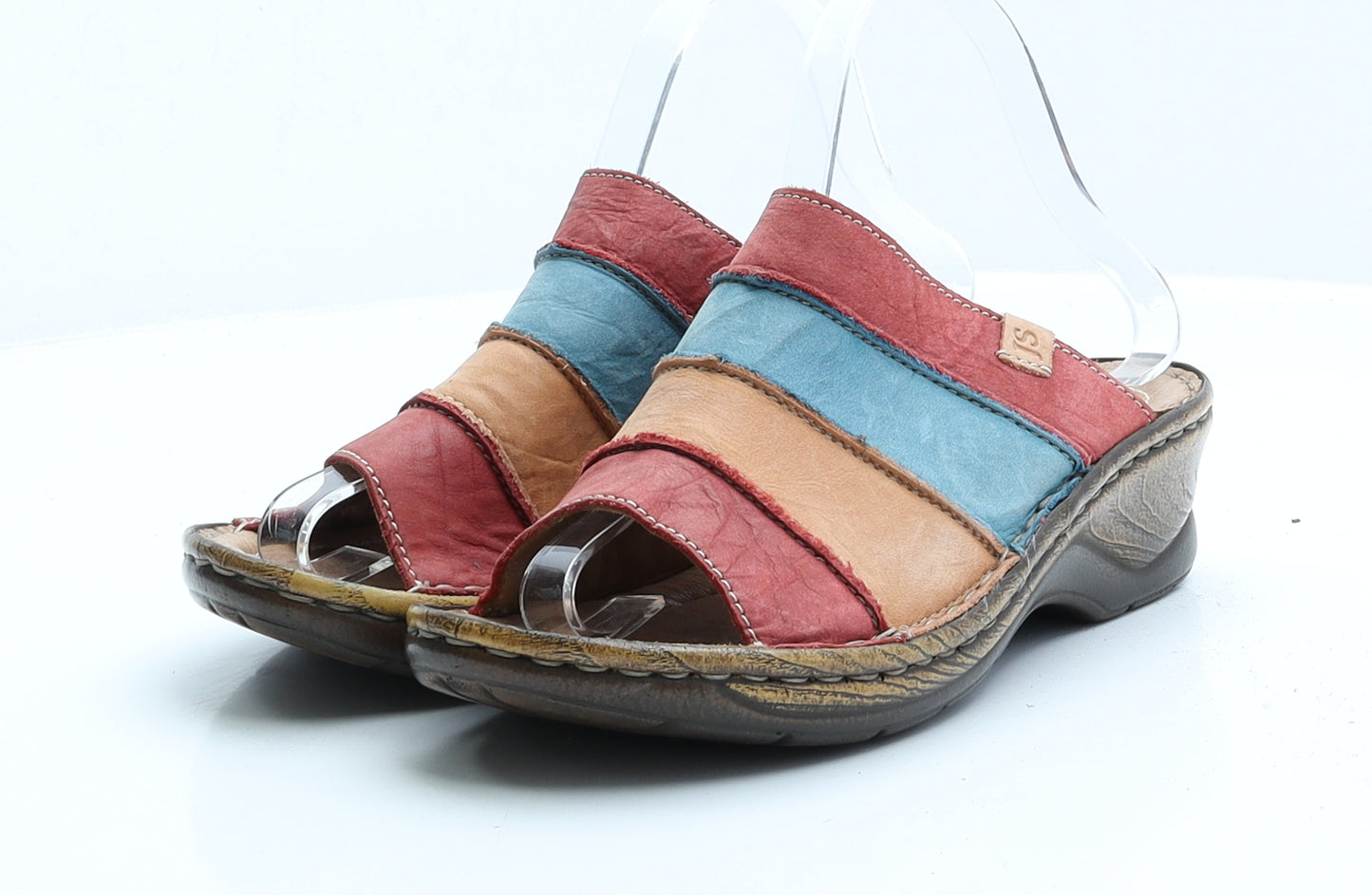 Josef Seibel Womens Multicoloured Striped Faux Leather Slip On Sandal UK 5 EUR 38