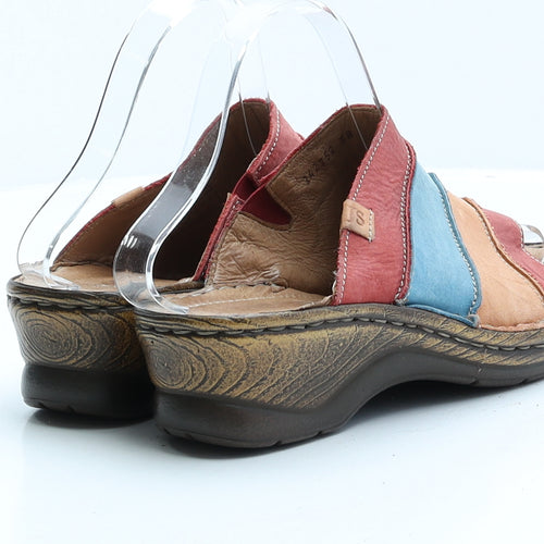 Josef Seibel Womens Multicoloured Striped Faux Leather Slip On Sandal UK 5 EUR 38