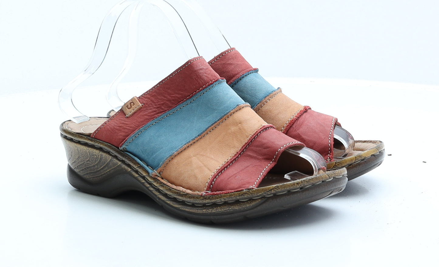 Josef Seibel Womens Multicoloured Striped Faux Leather Slip On Sandal UK 5 EUR 38