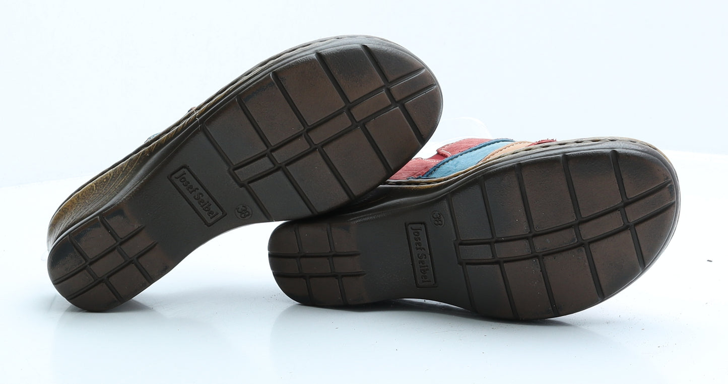 Josef Seibel Womens Multicoloured Striped Faux Leather Slip On Sandal UK 5 EUR 38