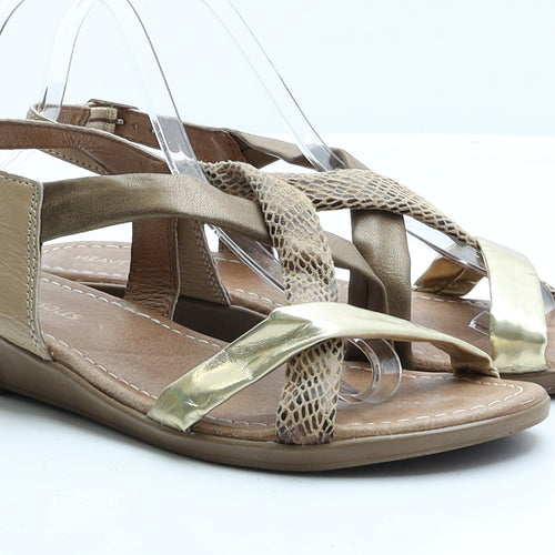 Heavenly Soles Womens Brown Faux Leather Strappy Sandal UK 7 EUR 40