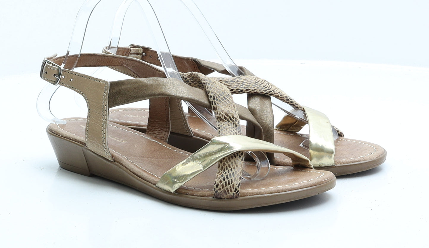 Heavenly Soles Womens Brown Faux Leather Strappy Sandal UK 7 EUR 40