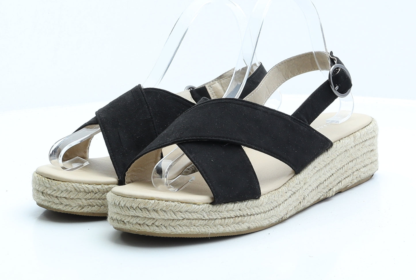 Papaya Womens Black Faux Suede Strappy Sandal UK 8 EUR 41