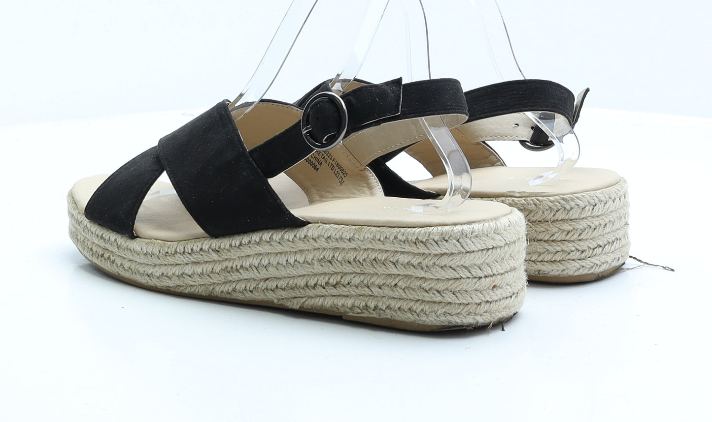 Papaya Womens Black Faux Suede Strappy Sandal UK 8 EUR 41