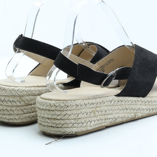 Papaya Womens Black Faux Suede Strappy Sandal UK 8 EUR 41