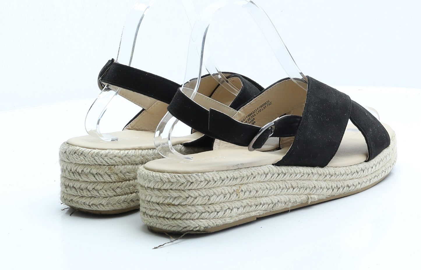 Papaya Womens Black Faux Suede Strappy Sandal UK 8 EUR 41