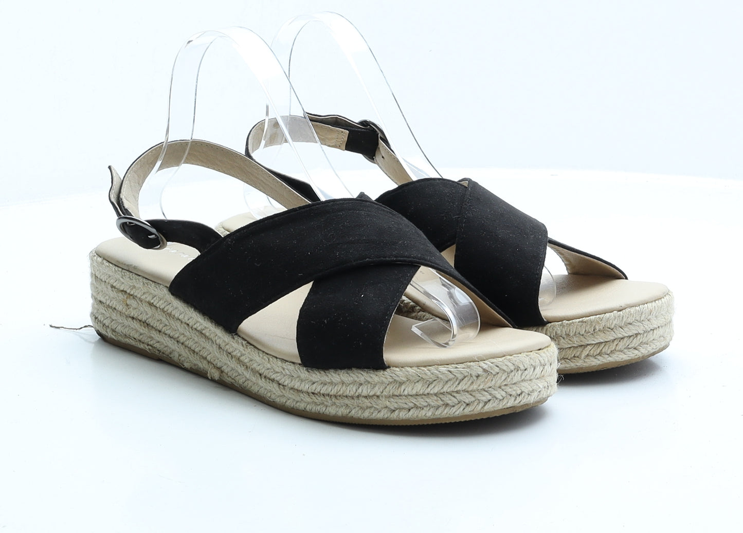Papaya Womens Black Faux Suede Strappy Sandal UK 8 EUR 41