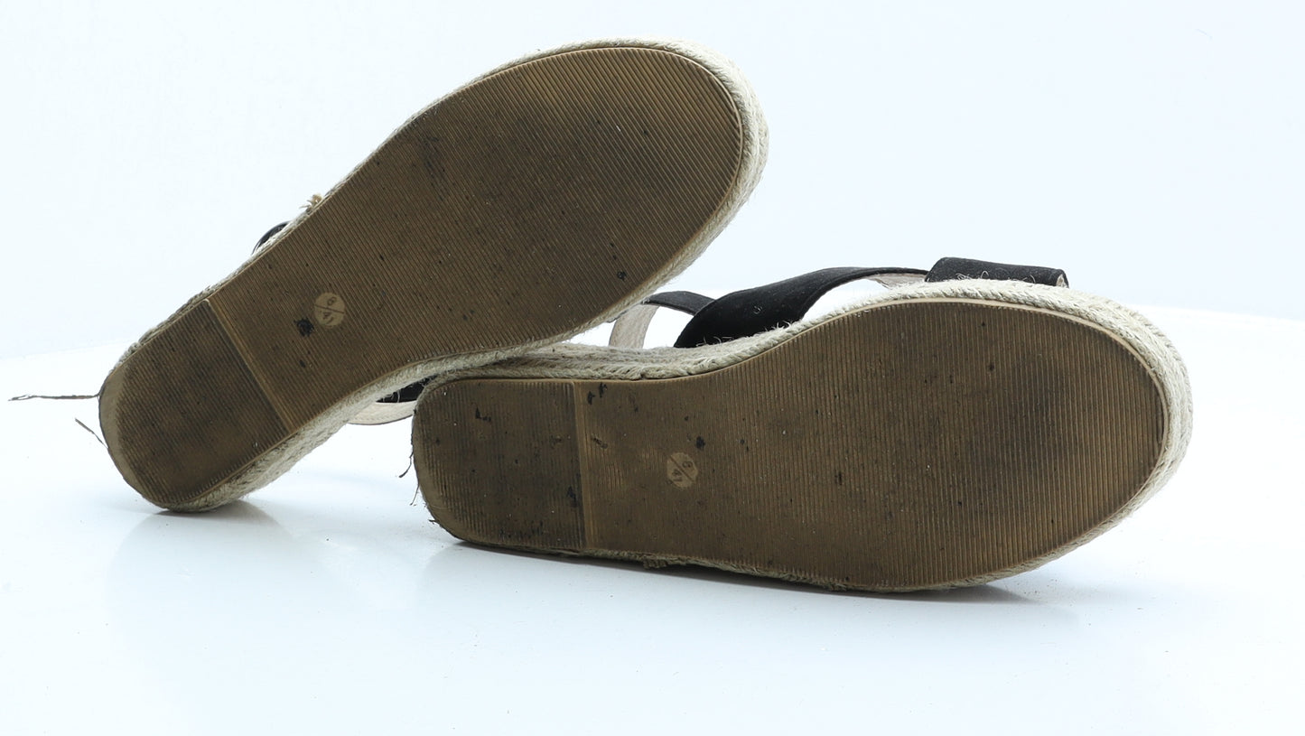 Papaya Womens Black Faux Suede Strappy Sandal UK 8 EUR 41