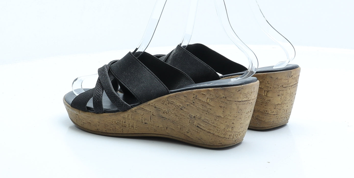 George Womens Black Polyester Slip On Sandal UK 6 EUR 39
