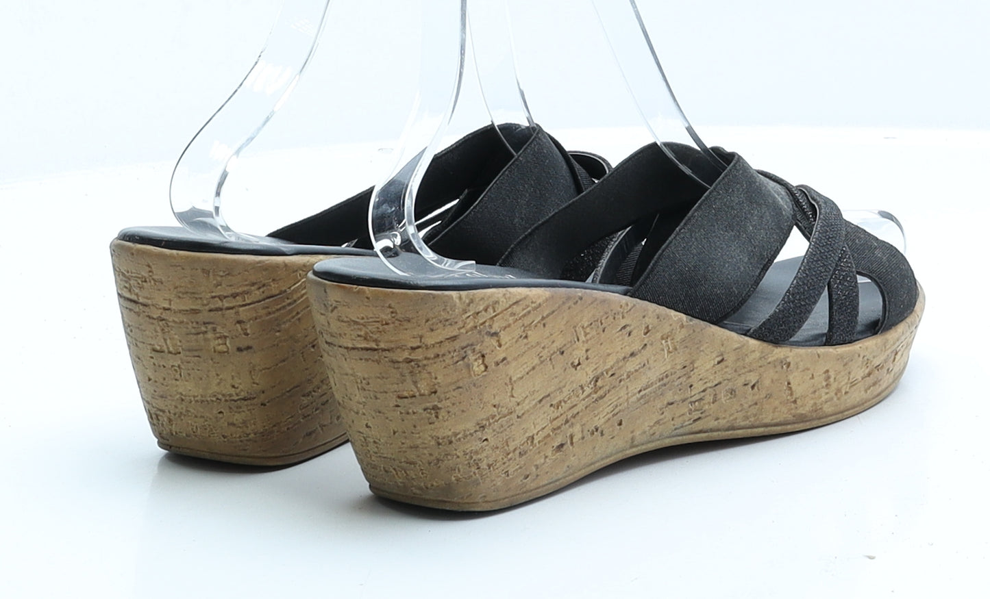 George Womens Black Polyester Slip On Sandal UK 6 EUR 39