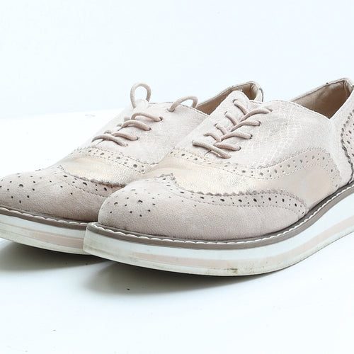 Primark Womens Pink Faux Suede Oxford Flat UK 5 38