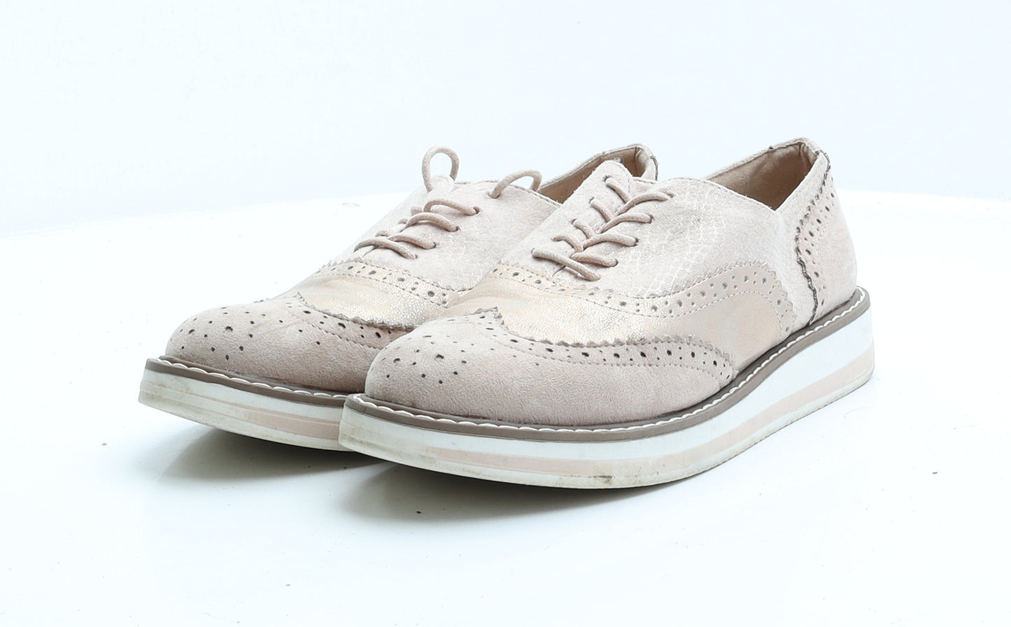 Primark Womens Pink Faux Suede Oxford Flat UK 5 38