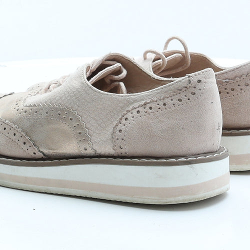 Primark Womens Pink Faux Suede Oxford Flat UK 5 38
