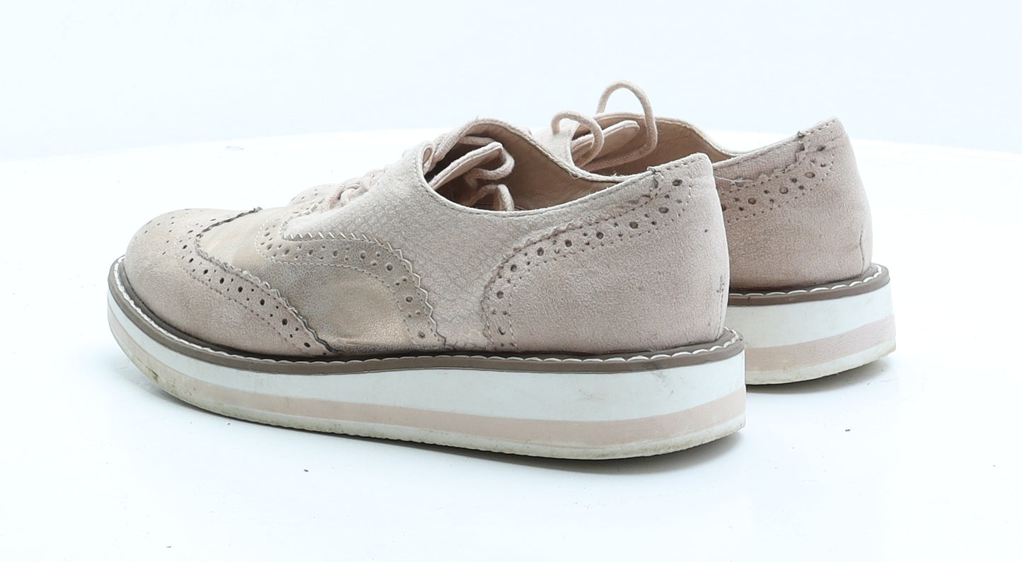 Primark Womens Pink Faux Suede Oxford Flat UK 5 38