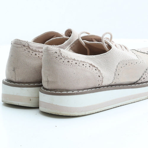 Primark Womens Pink Faux Suede Oxford Flat UK 5 38