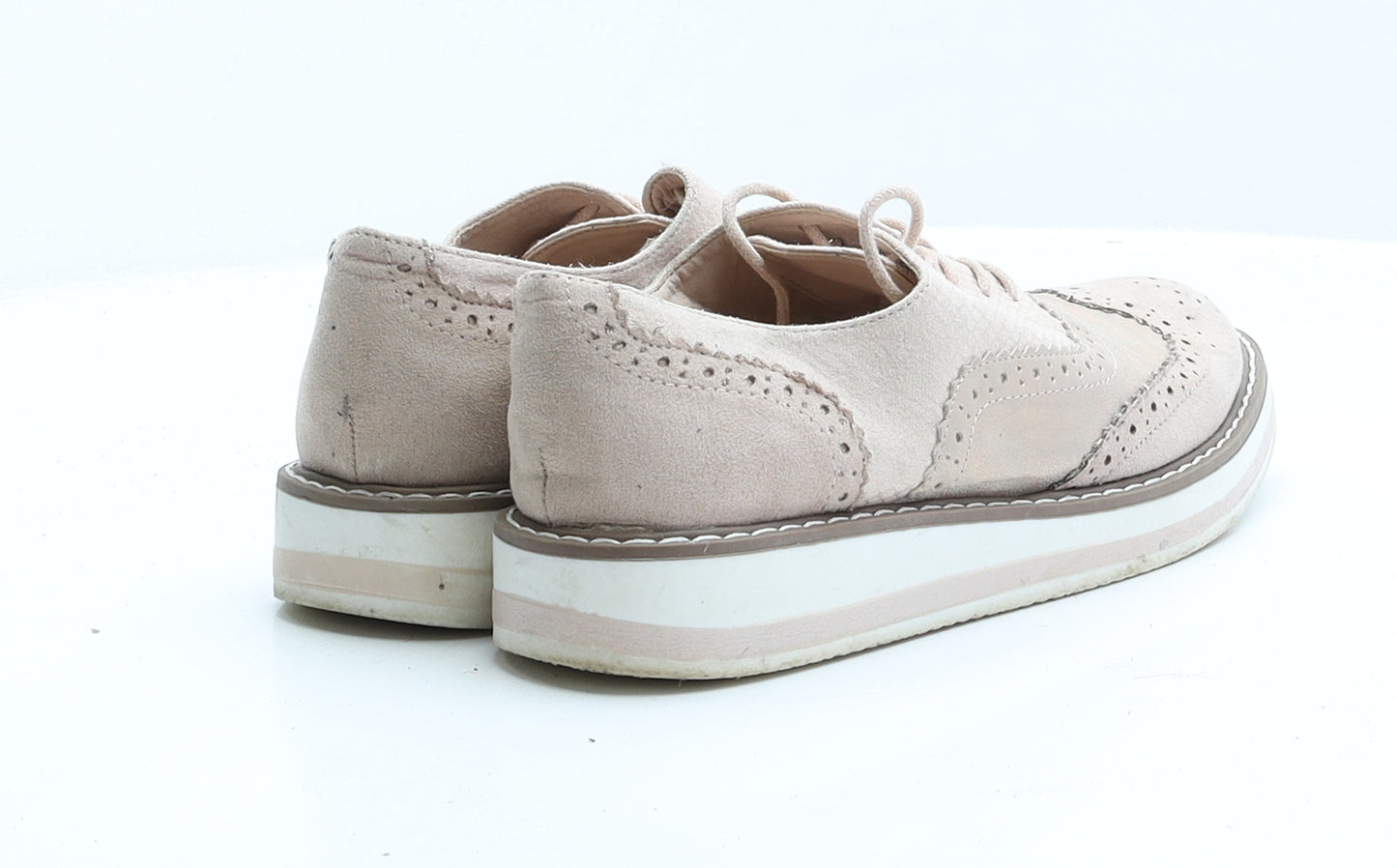 Primark Womens Pink Faux Suede Oxford Flat UK 5 38