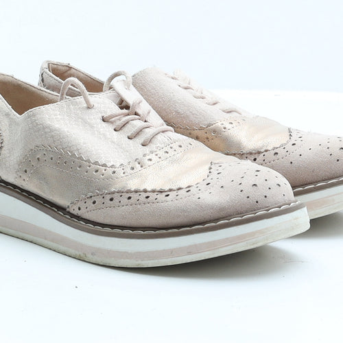 Primark Womens Pink Faux Suede Oxford Flat UK 5 38