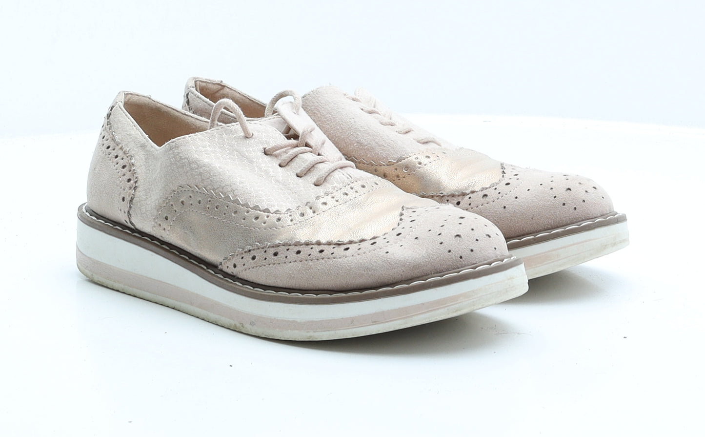 Primark Womens Pink Faux Suede Oxford Flat UK 5 38