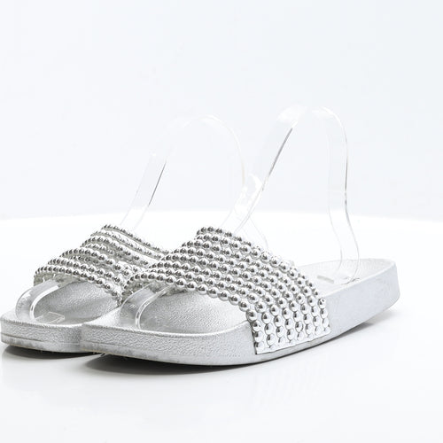 Preworn Womens Silver Polyester Slider Sandal UK 6 EUR 39