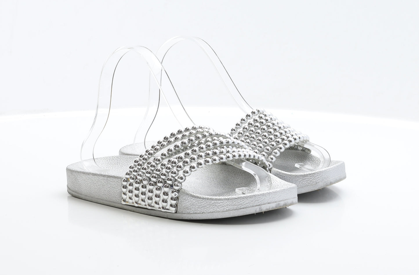 Preworn Womens Silver Polyester Slider Sandal UK 6 EUR 39