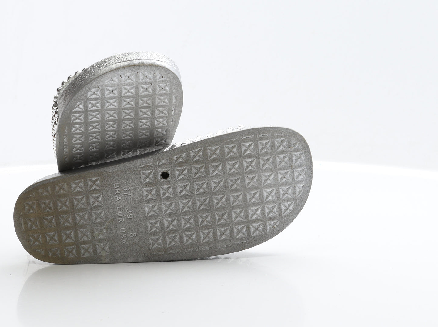Preworn Womens Silver Polyester Slider Sandal UK 6 EUR 39
