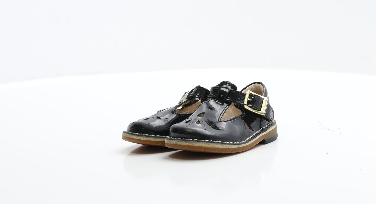 Clarks Girls Black Patent Leather Flat UK 4