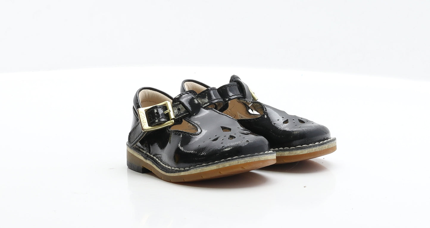 Clarks Girls Black Patent Leather Flat UK 4
