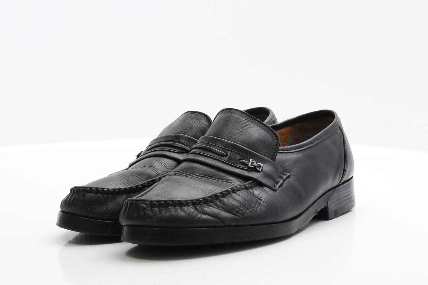 Hush Puppies Mens Black Leather Loafer Casual UK 9.5 EUR 43.5
