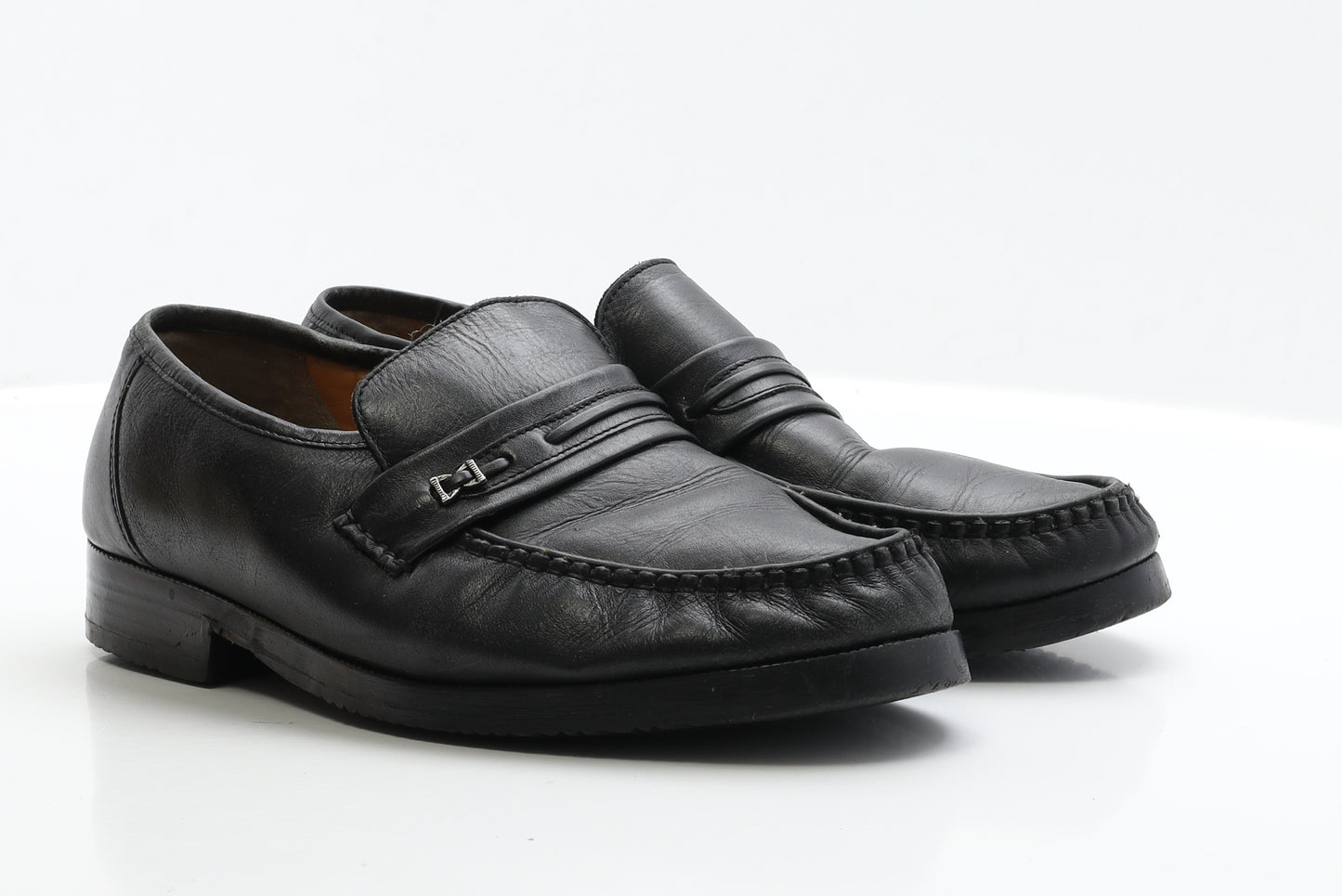 Hush Puppies Mens Black Leather Loafer Casual UK 9.5 EUR 43.5
