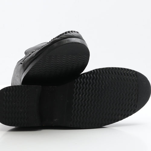 Hush Puppies Mens Black Leather Loafer Casual UK 9.5 EUR 43.5