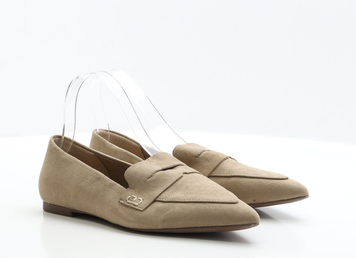 NEXT Womens Beige Faux Suede Flat UK 5 EUR 38