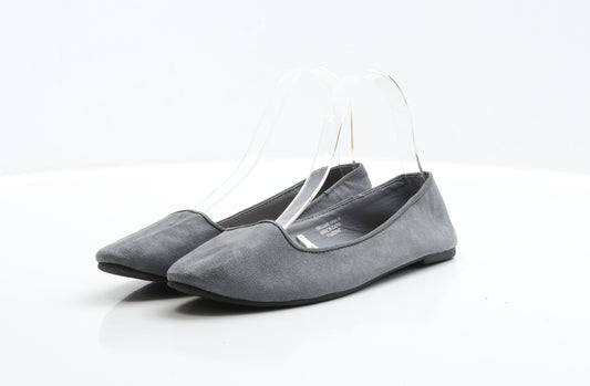 Primark Womens Grey Faux Suede Ballet Flat UK 4 EUR 37