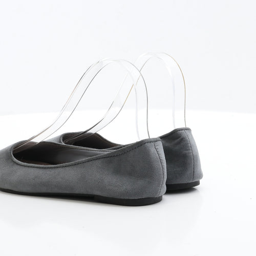 Primark Womens Grey Faux Suede Ballet Flat UK 4 EUR 37