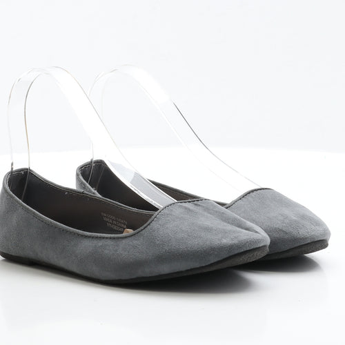 Primark Womens Grey Faux Suede Ballet Flat UK 4 EUR 37