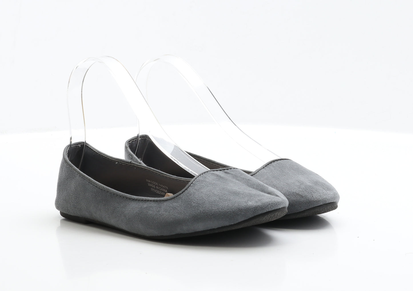 Primark Womens Grey Faux Suede Ballet Flat UK 4 EUR 37