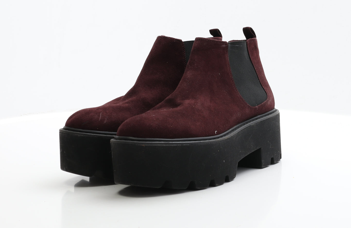 Pull&Bear Womens Red Suede Chelsea Boot UK 6 EUR 39
