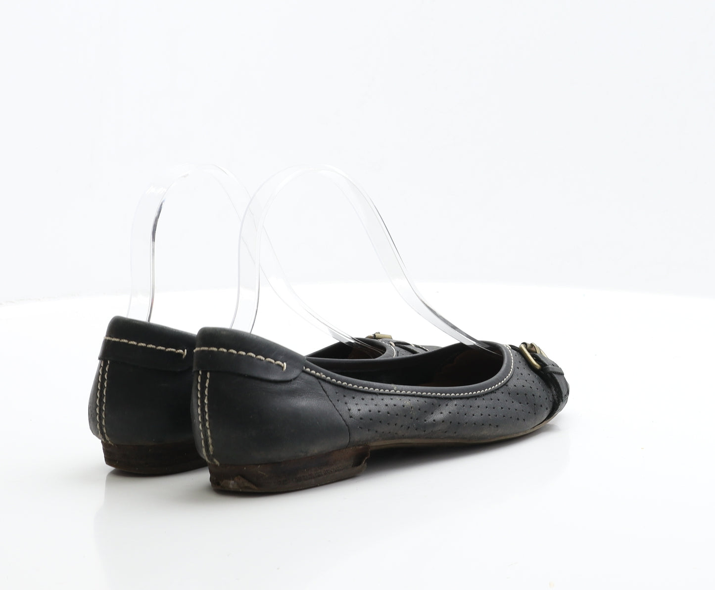 Clarks Womens Black Leather Ballet Flat UK 4 EUR 37