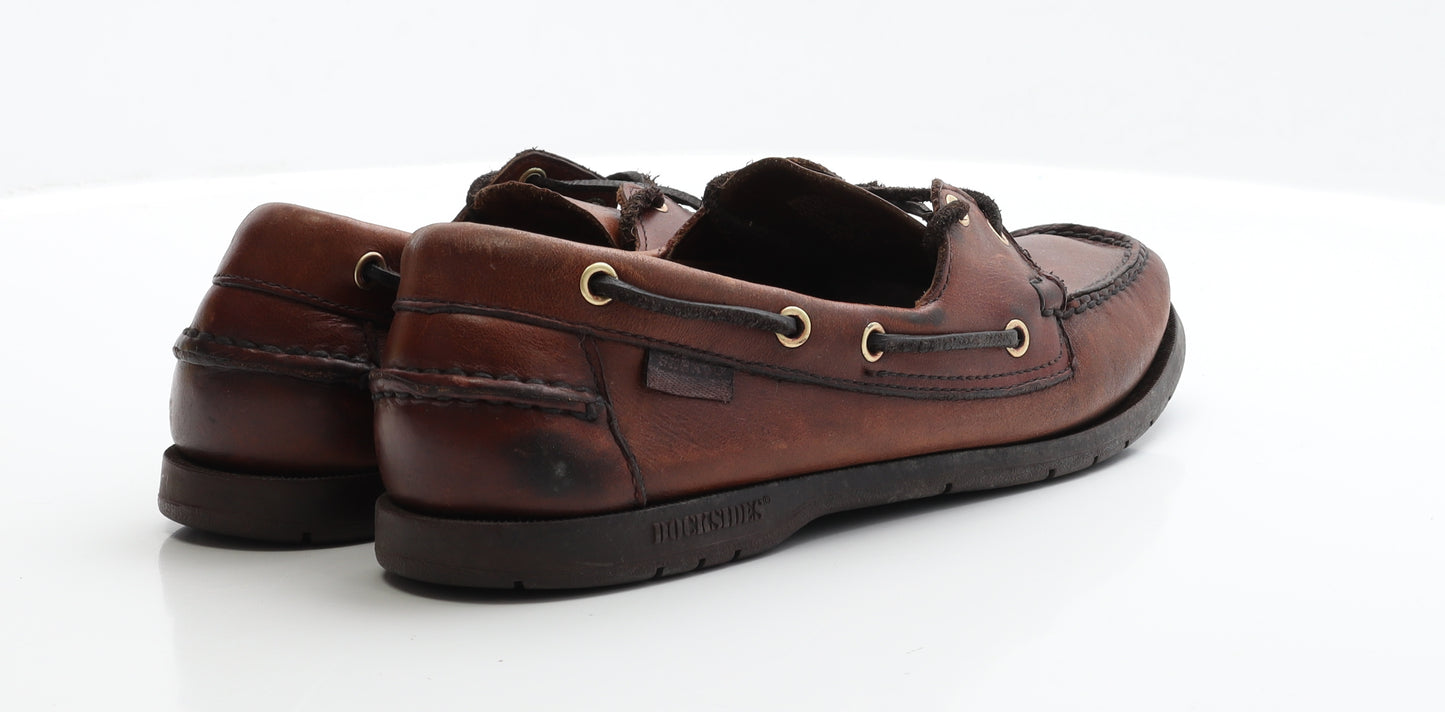 Sebago Docksides Mens Brown Faux Leather Boat Shoe Casual UK 9.5 EUR 43.5