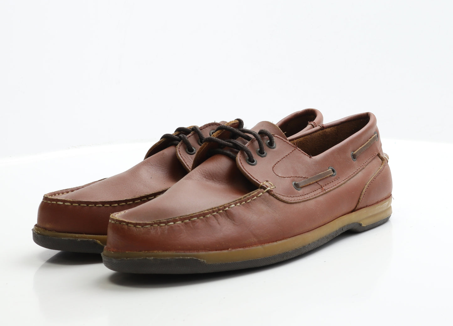 Samuel Windsor Mens Brown Leather Boat Shoe Casual UK 13 EUR 47