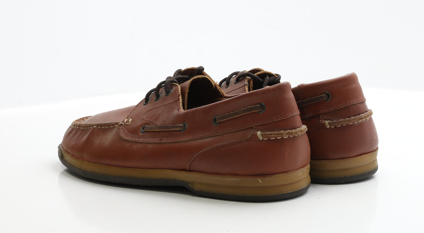 Samuel Windsor Mens Brown Leather Boat Shoe Casual UK 13 EUR 47