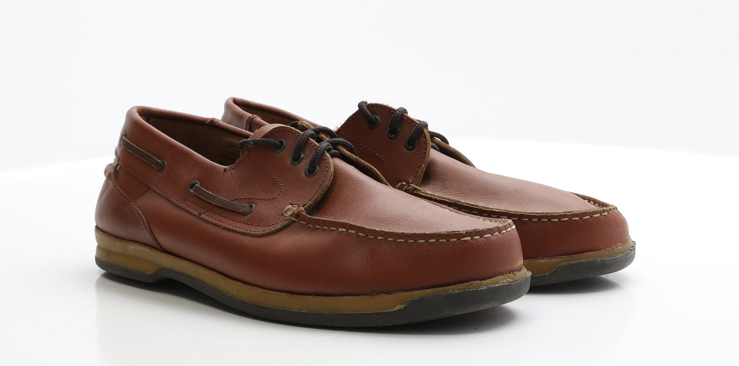Samuel Windsor Mens Brown Leather Boat Shoe Casual UK 13 EUR 47
