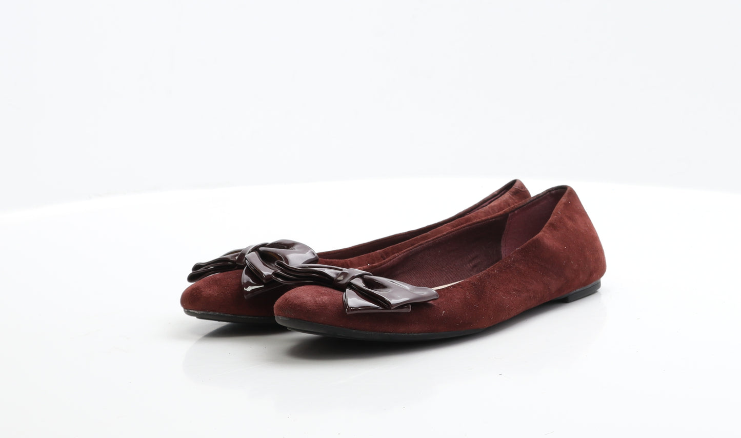 Clarks Womens Red Suede Ballet Flat UK 4.5 EUR 36.5