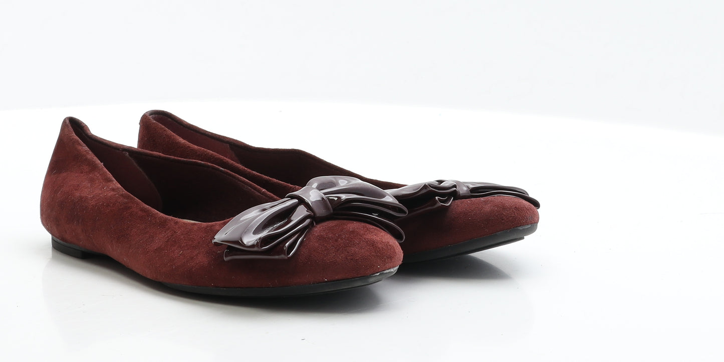 Clarks Womens Red Suede Ballet Flat UK 4.5 EUR 36.5