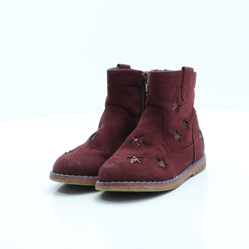 George Girls Red Geometric Polyester Chelsea Boot UK 8 EUR 26