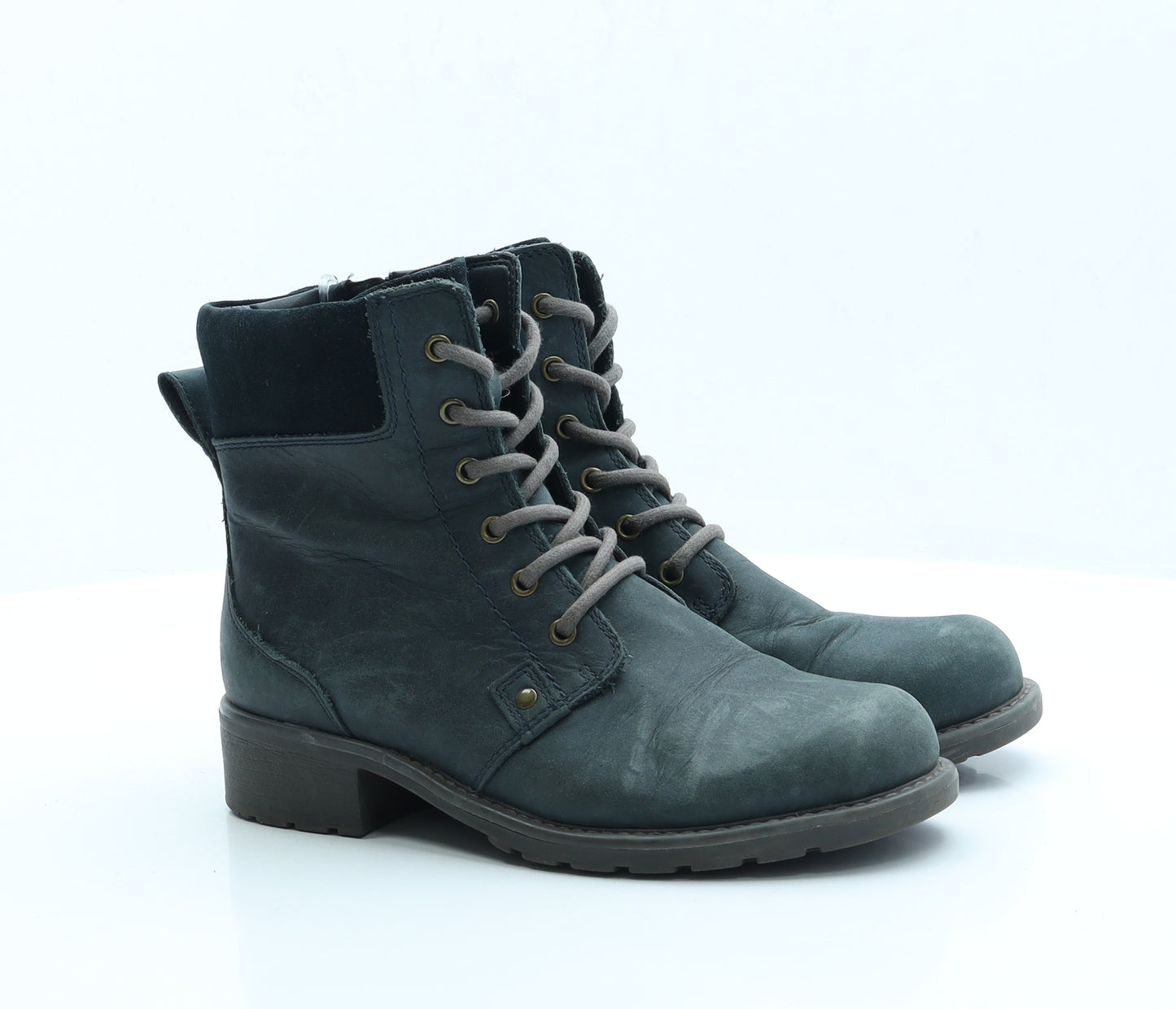 Clarks Womens Blue Polyester Combat Boot UK 5 EUR 38 US 7.5