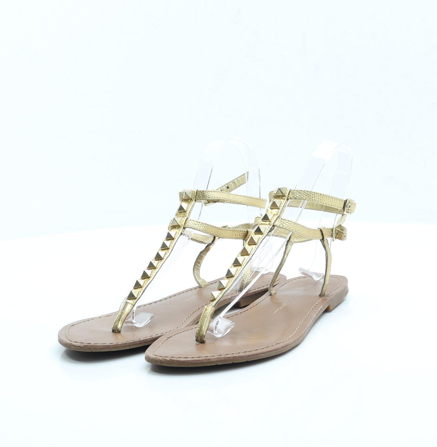 Jessica Simpson Womens Gold Faux Leather Strappy Sandal UK 4 EUR 37